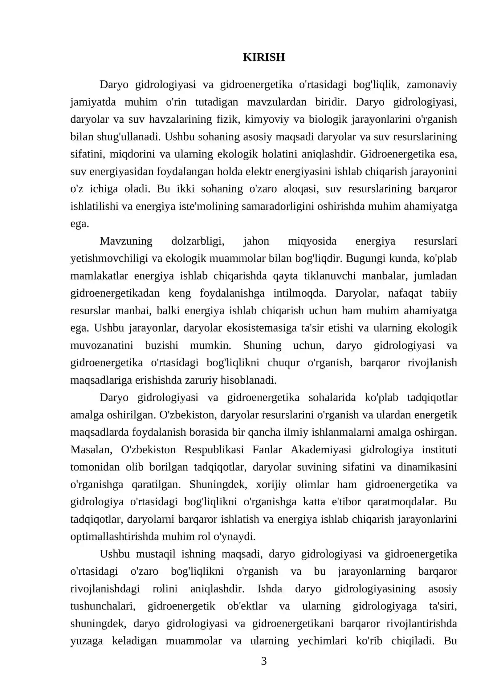 Daryo gidrologiyasi va gidroenergetika o'ziga xos bog'liqlik 3