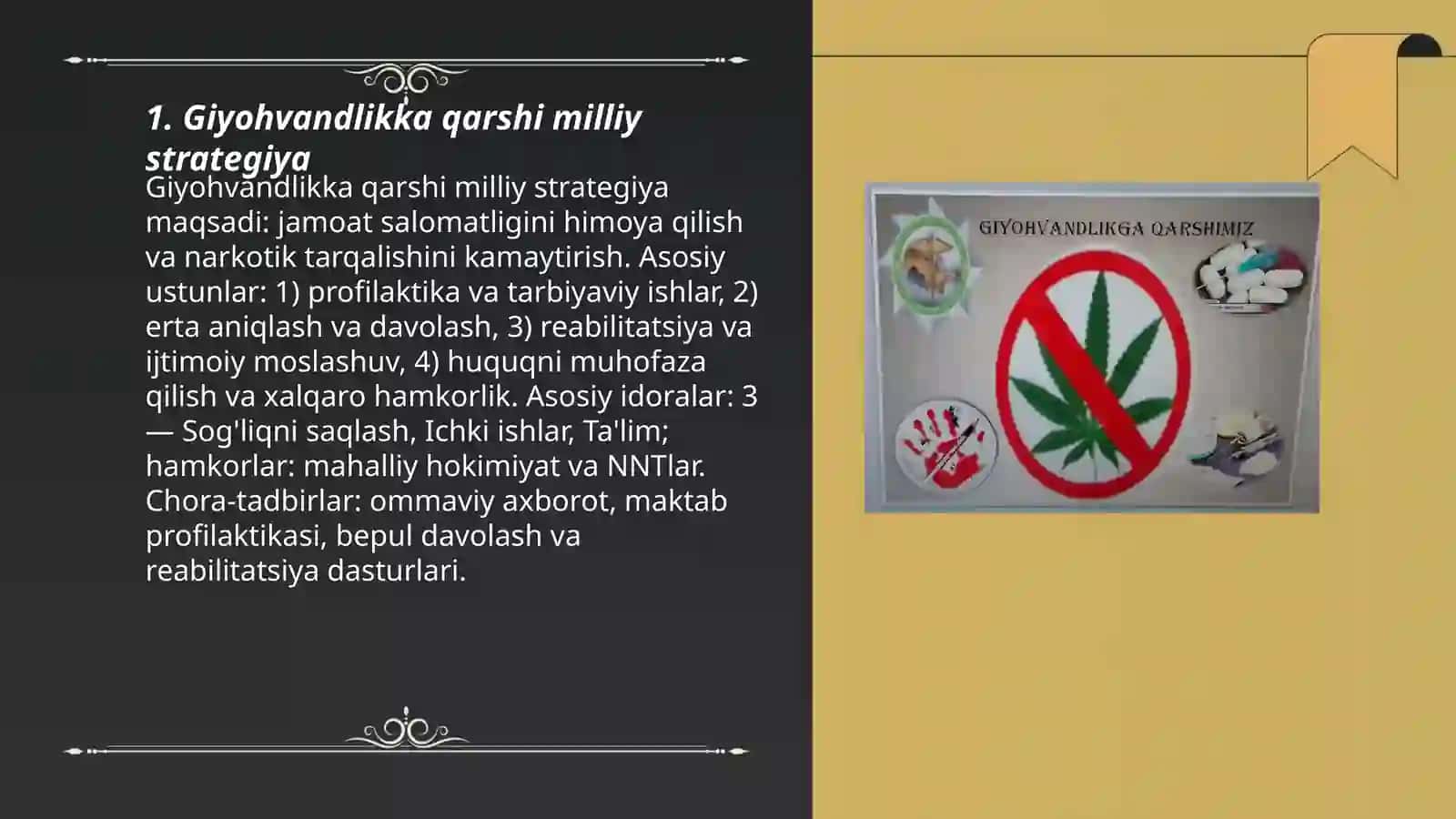 Giyohvandlikka qarshi milliy strategiya 3
