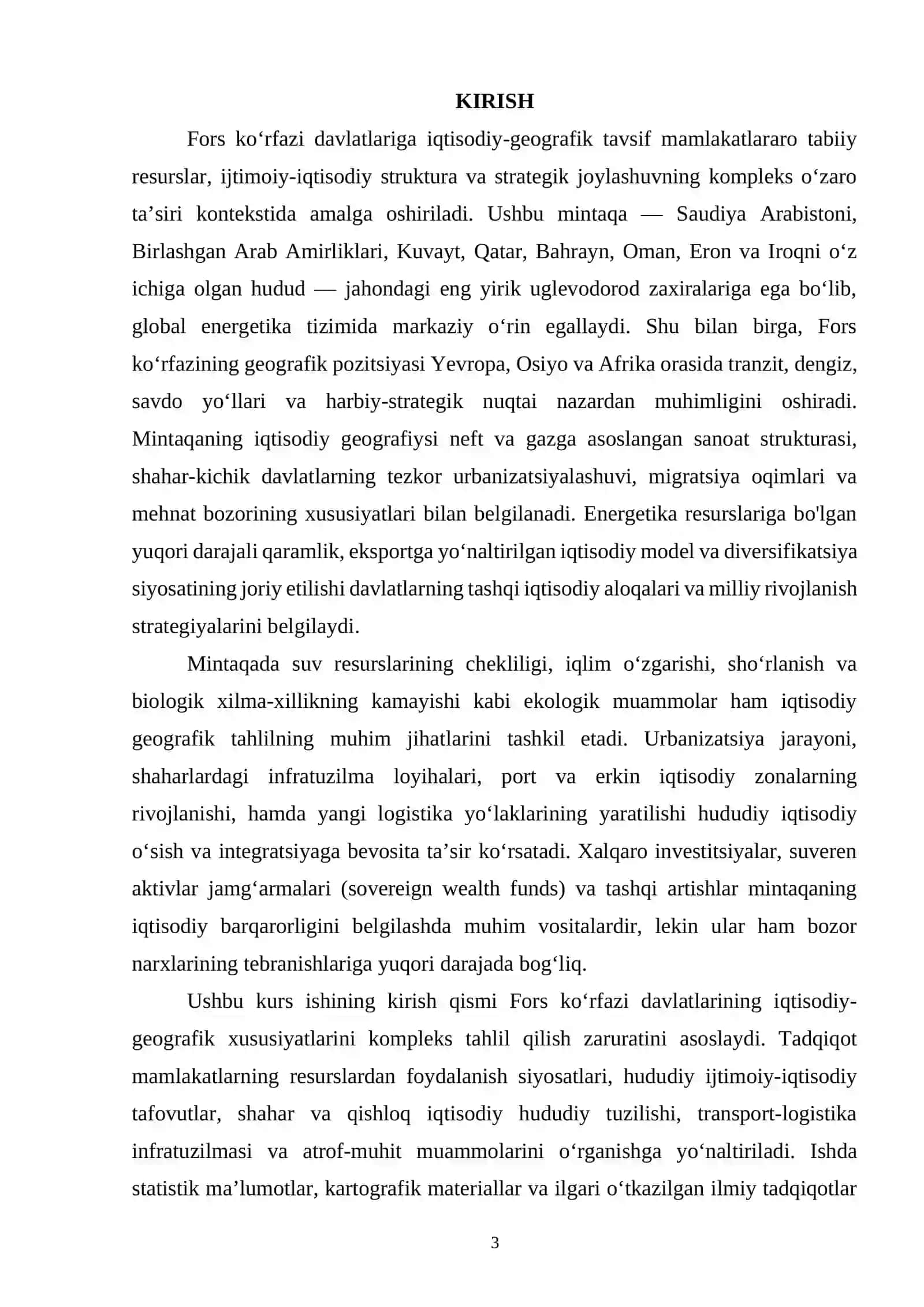 FORS KO’RFAZI DAVLATLARIGA IQTISODIY GEOGRAFIK TAVSIF 3