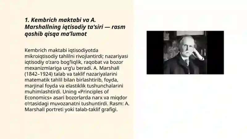 Kembrich maktabi va A. Marshallning iqtisodiy taʼsiri 3