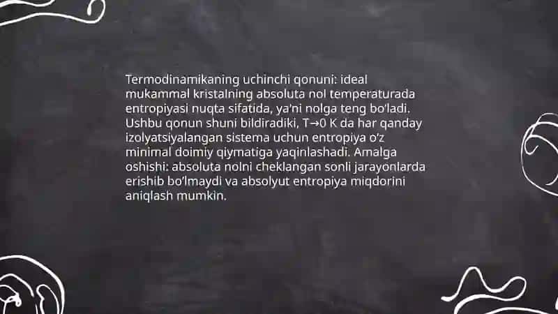 Termodinamika asoslari termodinamikaning uchinchi qonuni 3