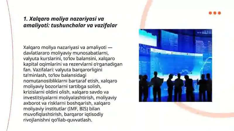 Xalqaro moliya va uning jahon iqtisodiyoti rivojlanishidagi o‘rni 3