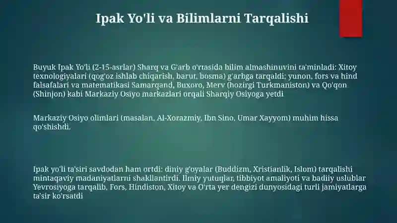 Markaziy osyo allomalarini dunyo sivilizatsiyasiga qoshgan hisalari 3