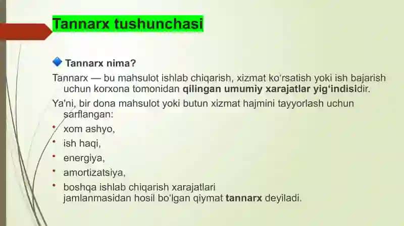 Mahsulot tannarxiga kiritilmaydigan xarajatlar tarkibi 3