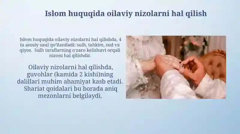 Islom huquqshunosligida oila, nikoh, taloq, idda, zihor tushunchalari 3