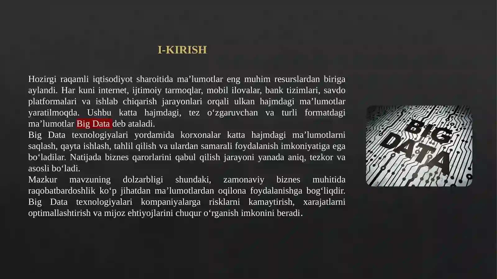 Big datatexnologiyalariningbiznesqarorlarigata'siri 3
