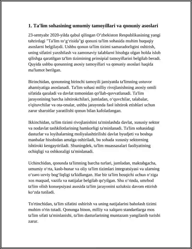 OʻZBEKISTON RESPUBLIKASINING YANGI TAHRIRDAGI “TA'LIM TOʻGʻRISIDAGI "QONUNI 3