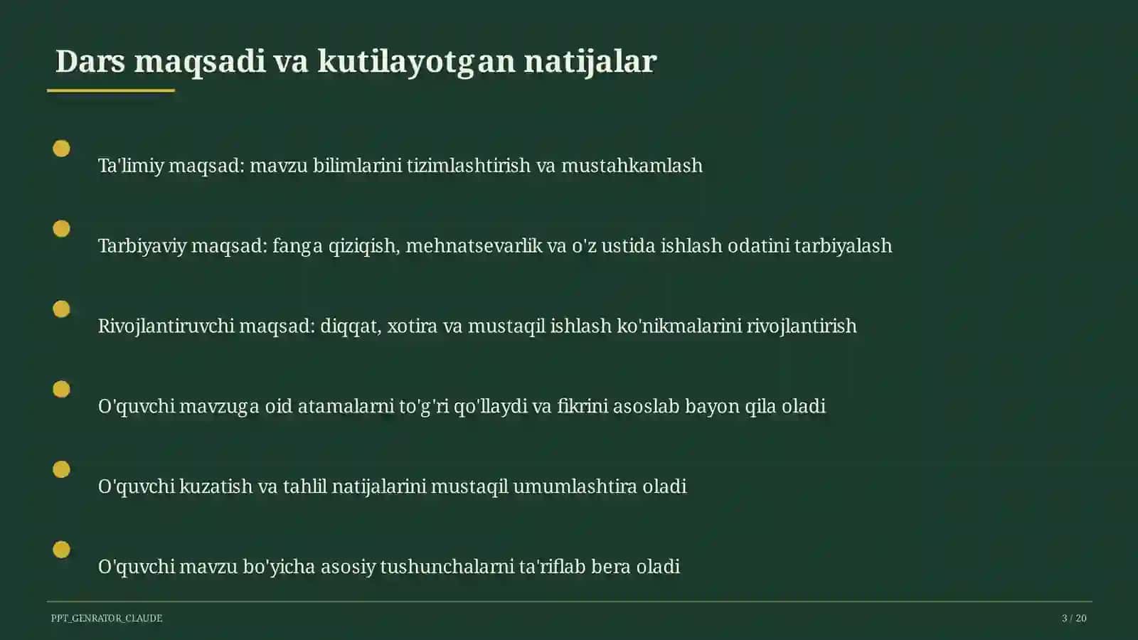 Dolzarb mavzular — maktab va o'qituvchilar (2026) — o'quvchilar uchun 3