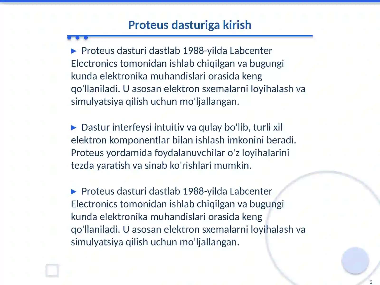 Proteus dasturi yordamida oddiy prinspial sxemalarni yig‘ish 3
