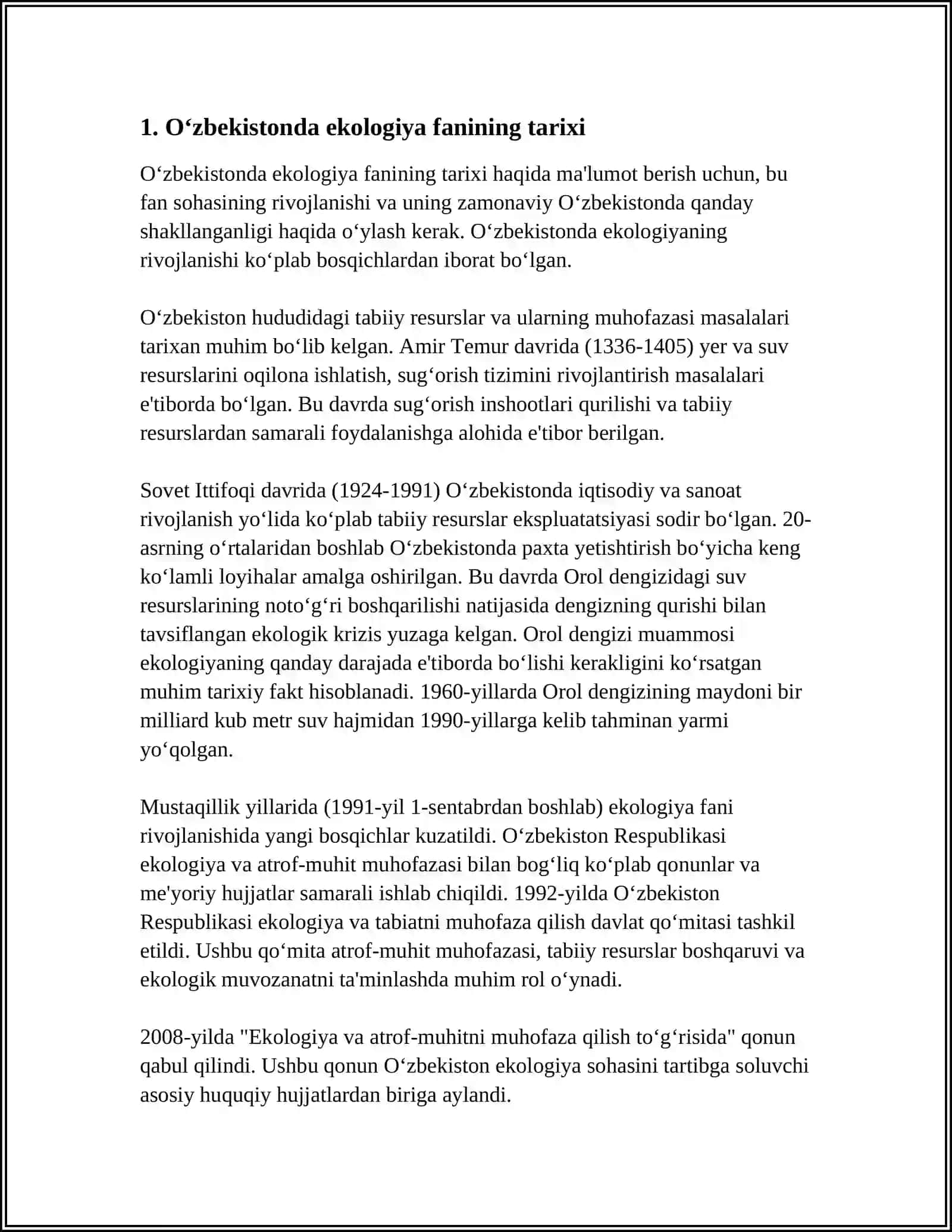 Oʻzbekistonda Ekologiya Fanini Rivojlanishi 3
