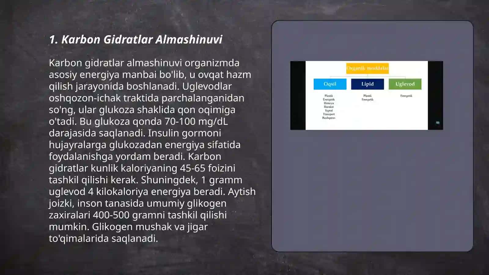 Metabolizm jarayonida energiya hosil bo'lishi va sarflanishi 3
