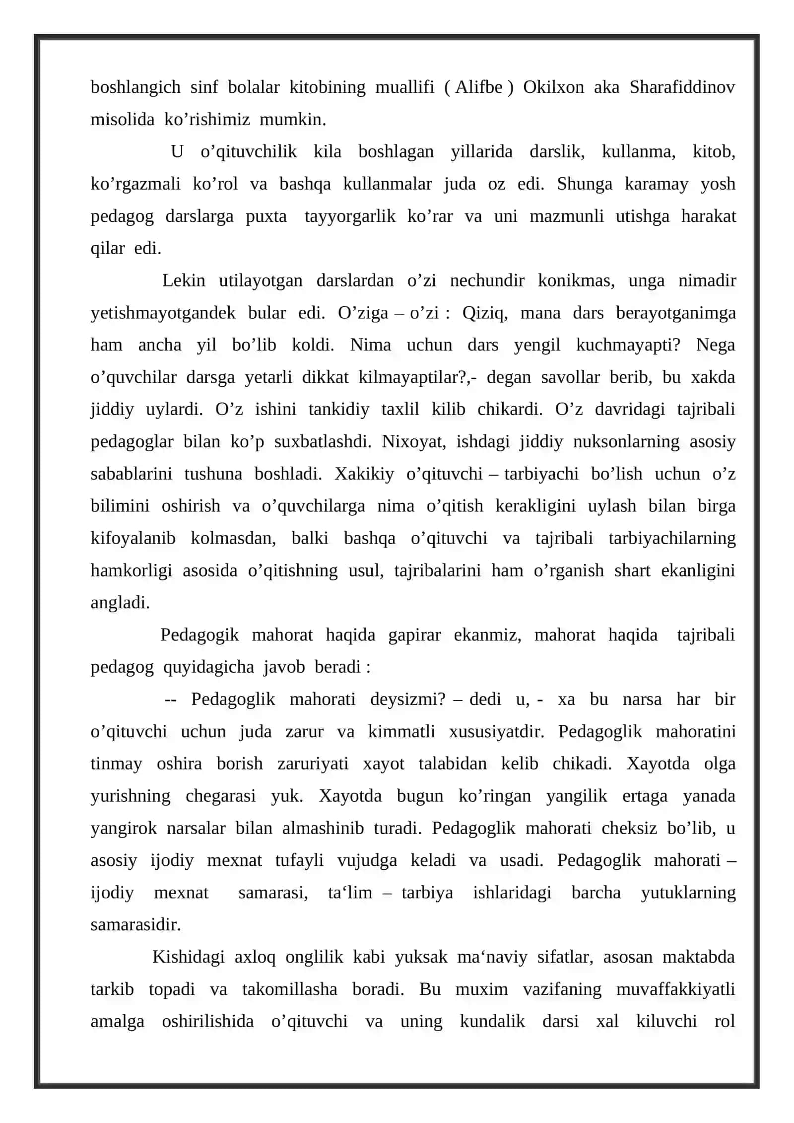 Boshlang'ich sinf o'qituvchisining pedagogik jarayonni tashkil etish mahorati 3