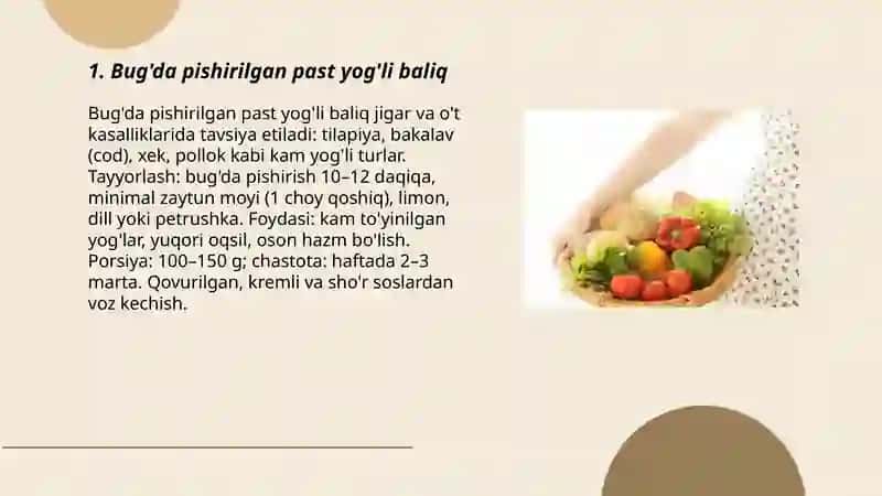 Jigar va o't kasalliklarida qilinadigan parhez taomlar 3