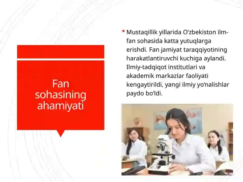 Mustaqillik yillarida Oʻzbekistonda fan, ta’lim, sport, san’at, adabiyot va sogʻliqni saqlash tizimi rivoji 3