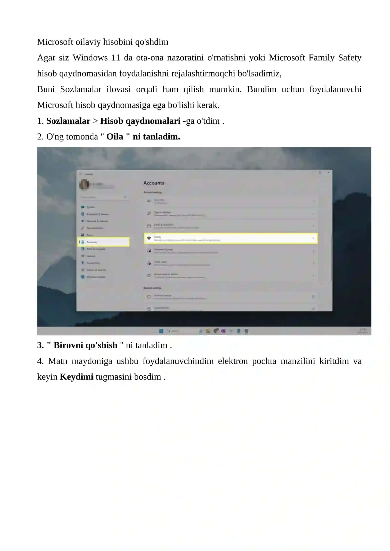 Sozlamalar orqali yadimi foydalanuvchi qo'shish 3