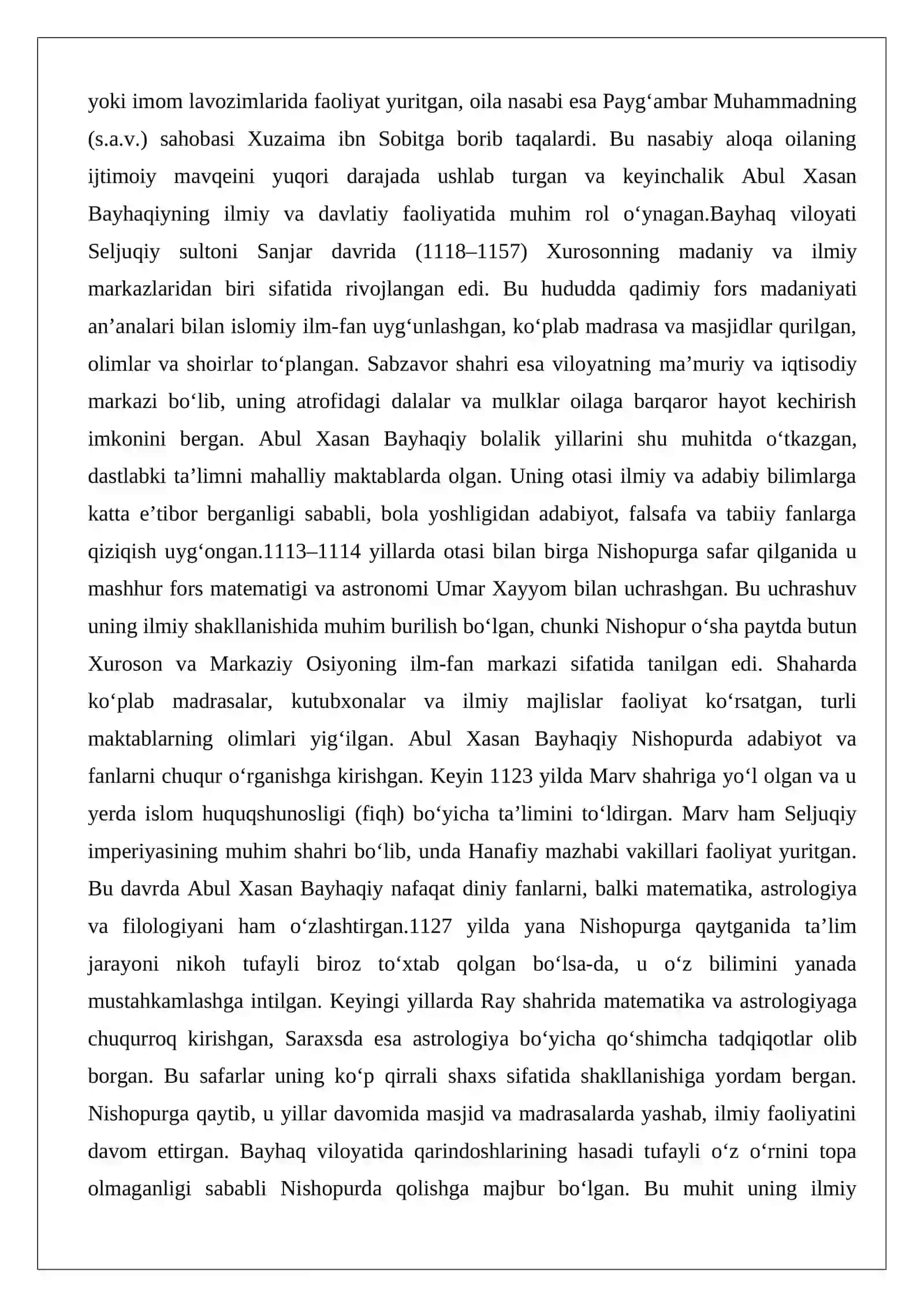 Abul Xasan Bayhaqiy (995-1077)ning “Tarixi Bayhaqiy” asari muhim tarixiy manba sif 3