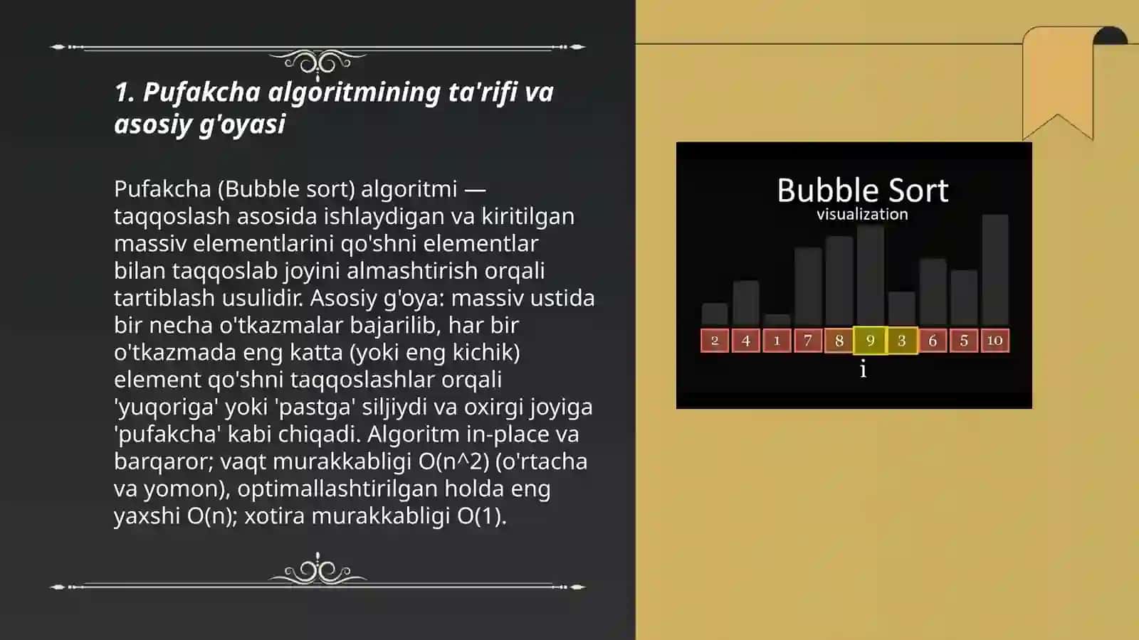 Pufakcha (Bubble sort) algoritmi qanday ishlaydi 3