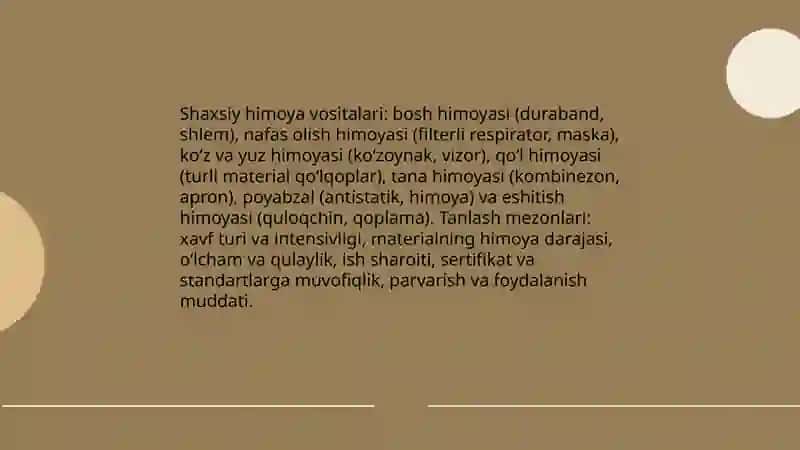 Shaxsiy Himoya Vositalari 3