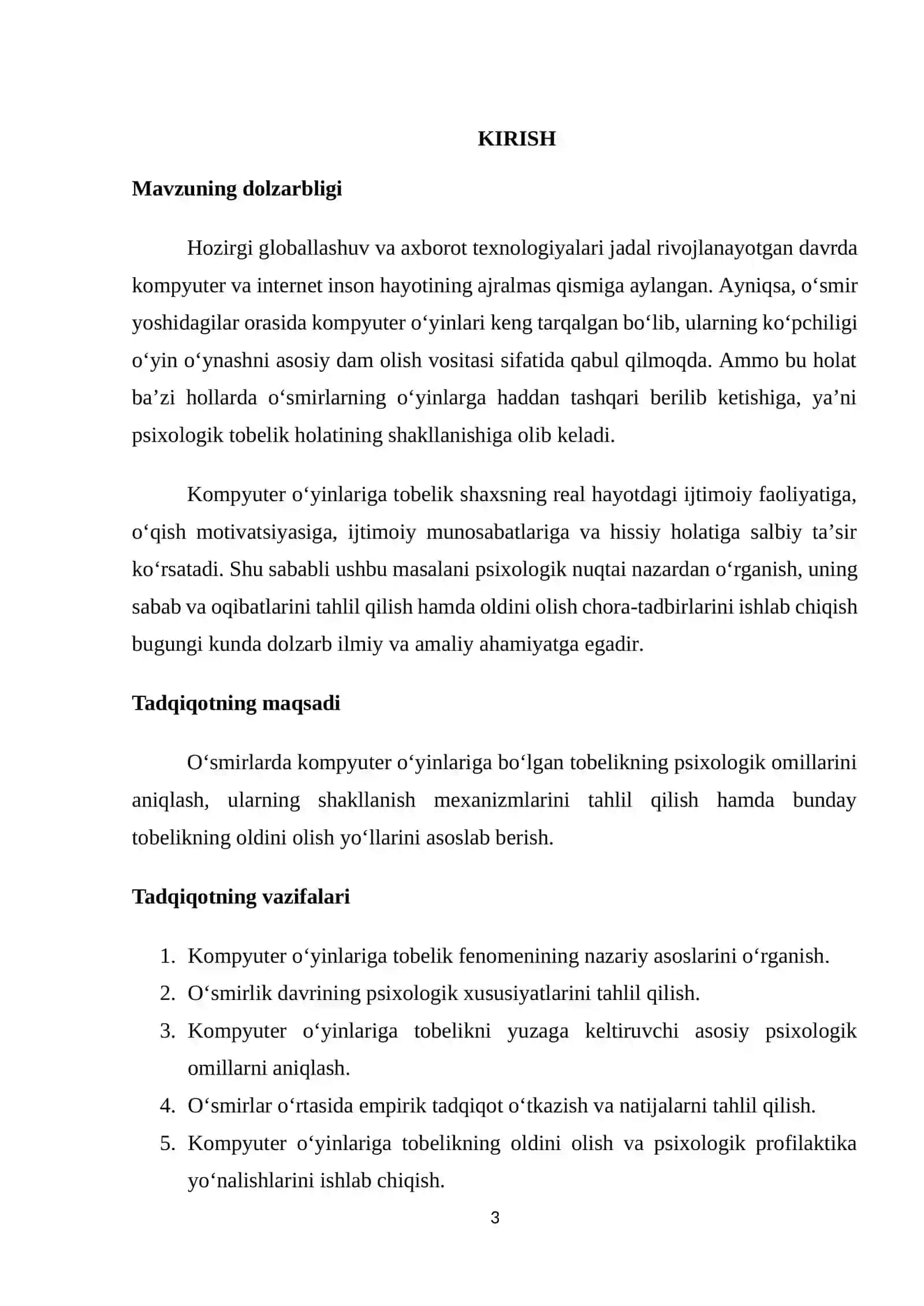 OʻSMIRLARDA KOMPYUTER OʻYINLARIGA BOʻLGAN TOBELIKNING PSIXOLOGIK OMILLARI 3