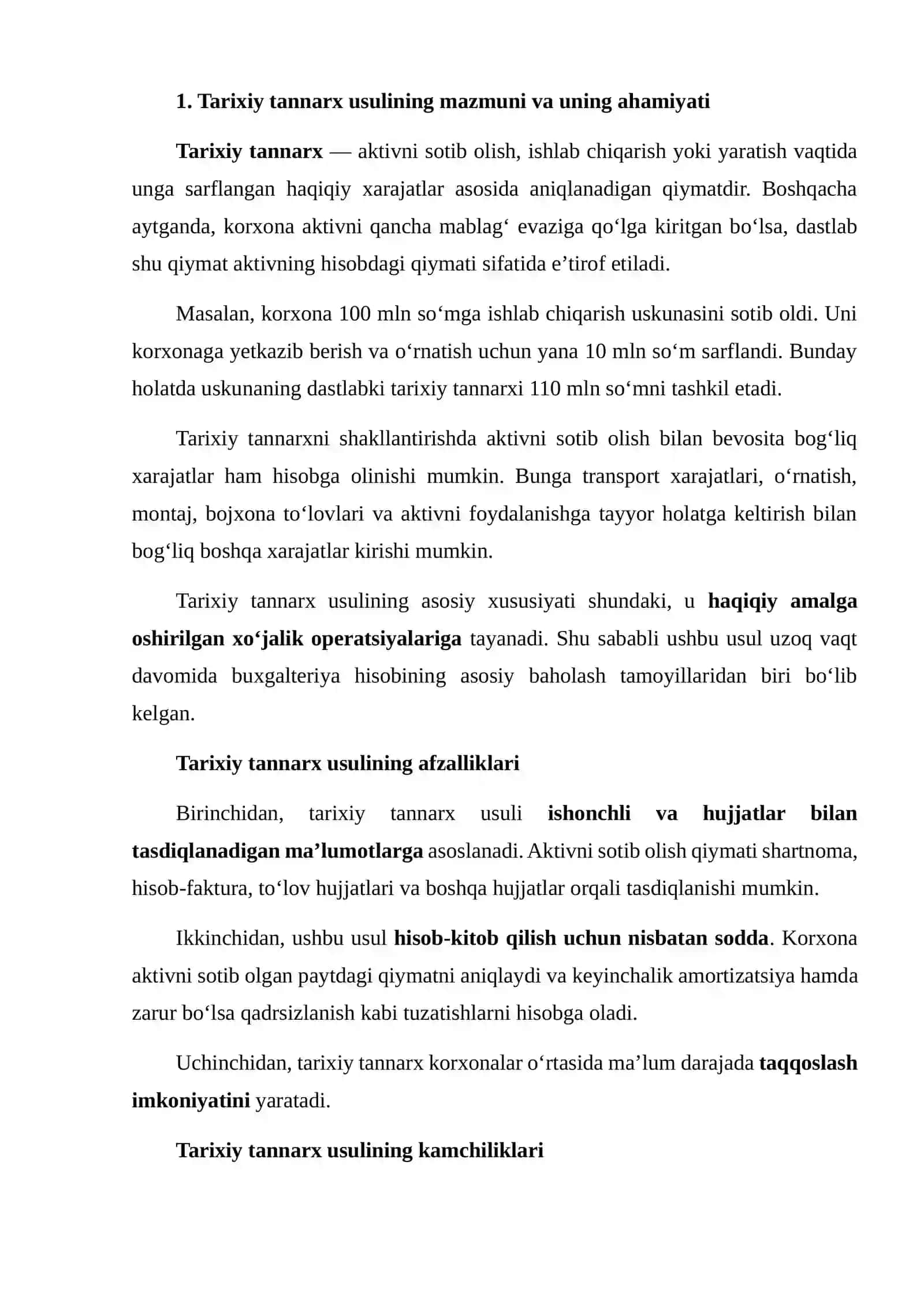 TARIXIY TANNARX VA ADOLATLI QIYMAT USULLARINI TAQQOSLASH 3