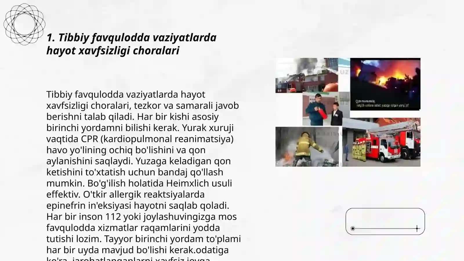 Tibbiy, texnogen, ekologik va ijtimoiy tusdagi favqulodda vaziyatlarda hayot xavfsizligi va fuqaro muhofazasi 3