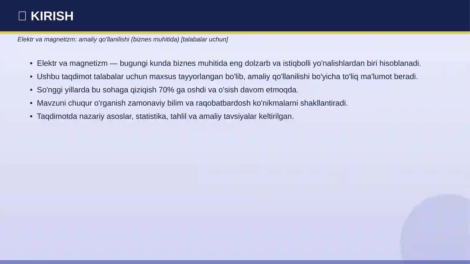Elektr va magnetizm: amaliy qo'llanilishi (biznes muhitida) [talabalar uchun] 3