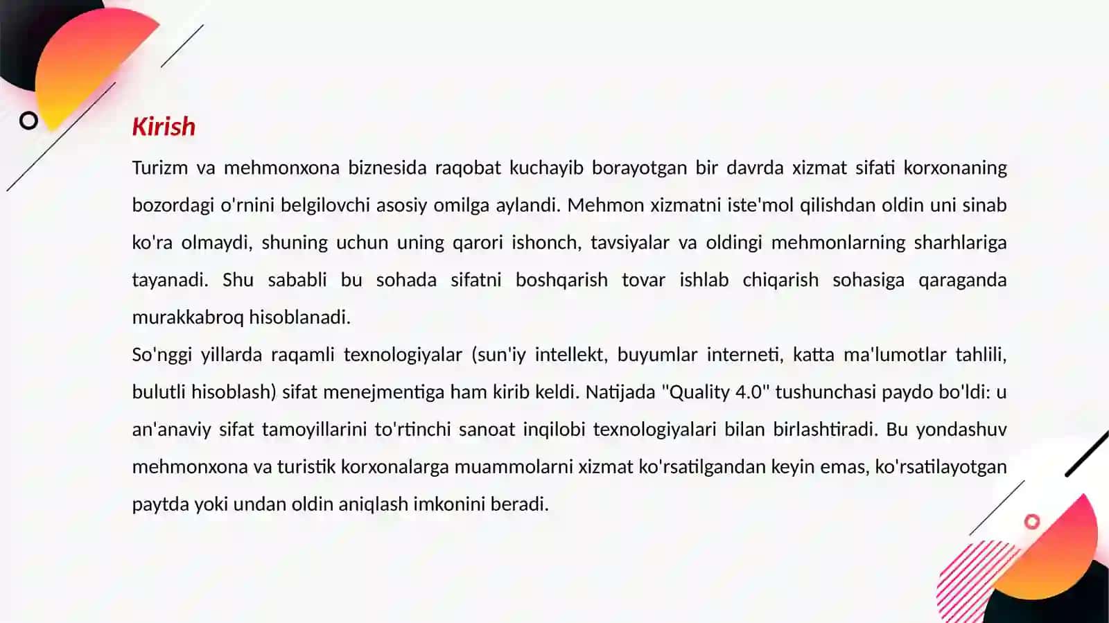 Quality 4.0 sifat menejmenti turizm va mehmonxona biznesida qo'llash 3