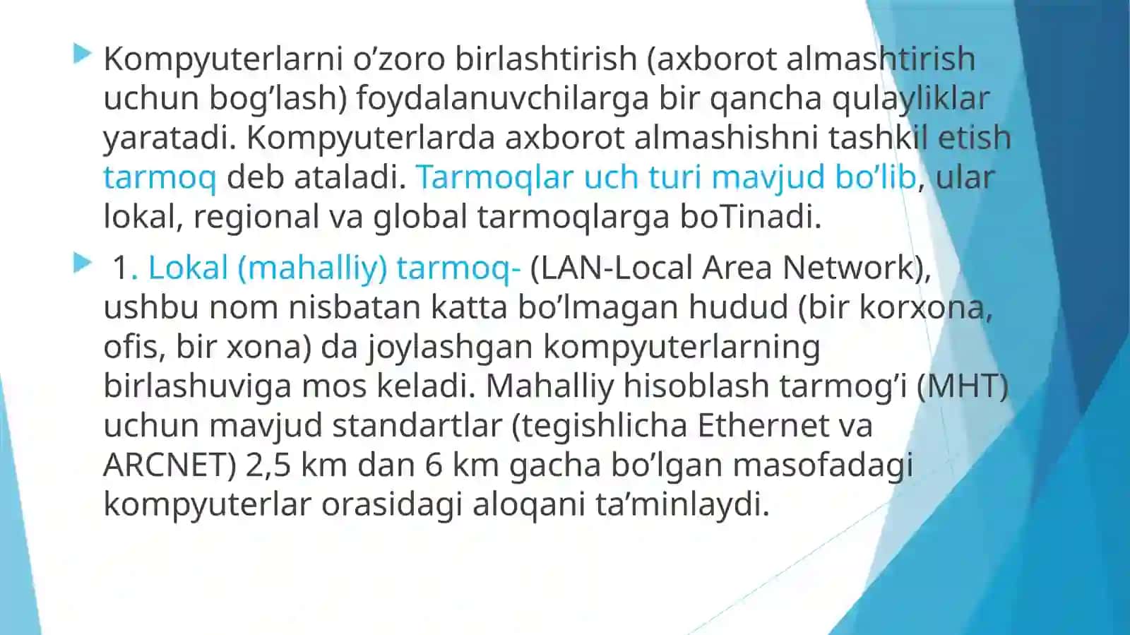 LOKAL KOMPYUTER TARMOG’INI TASHKIL QILISH VA UNDA ISHLASH 3