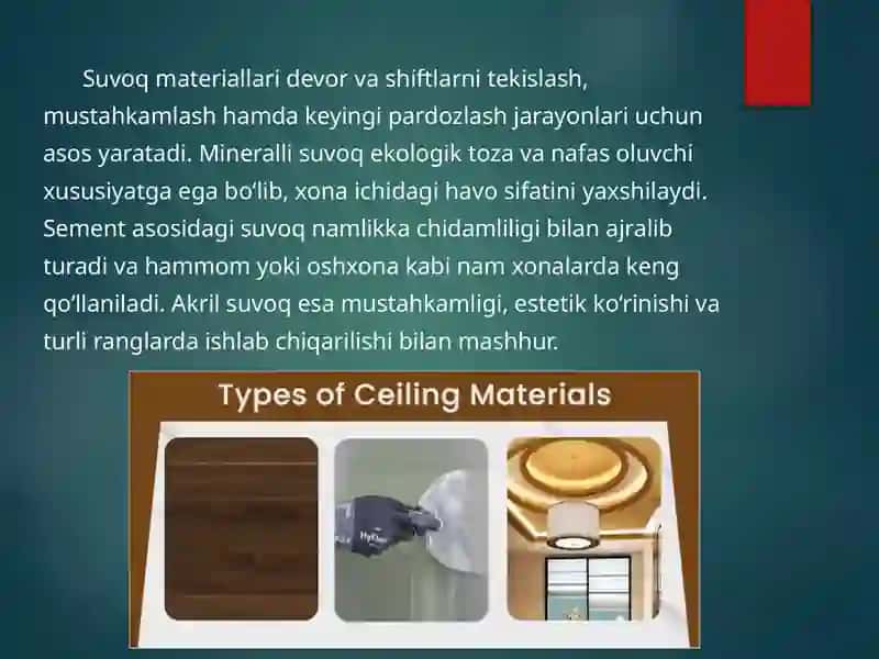 Devor va shiftlar uchun pardozlovchi materiallar 3