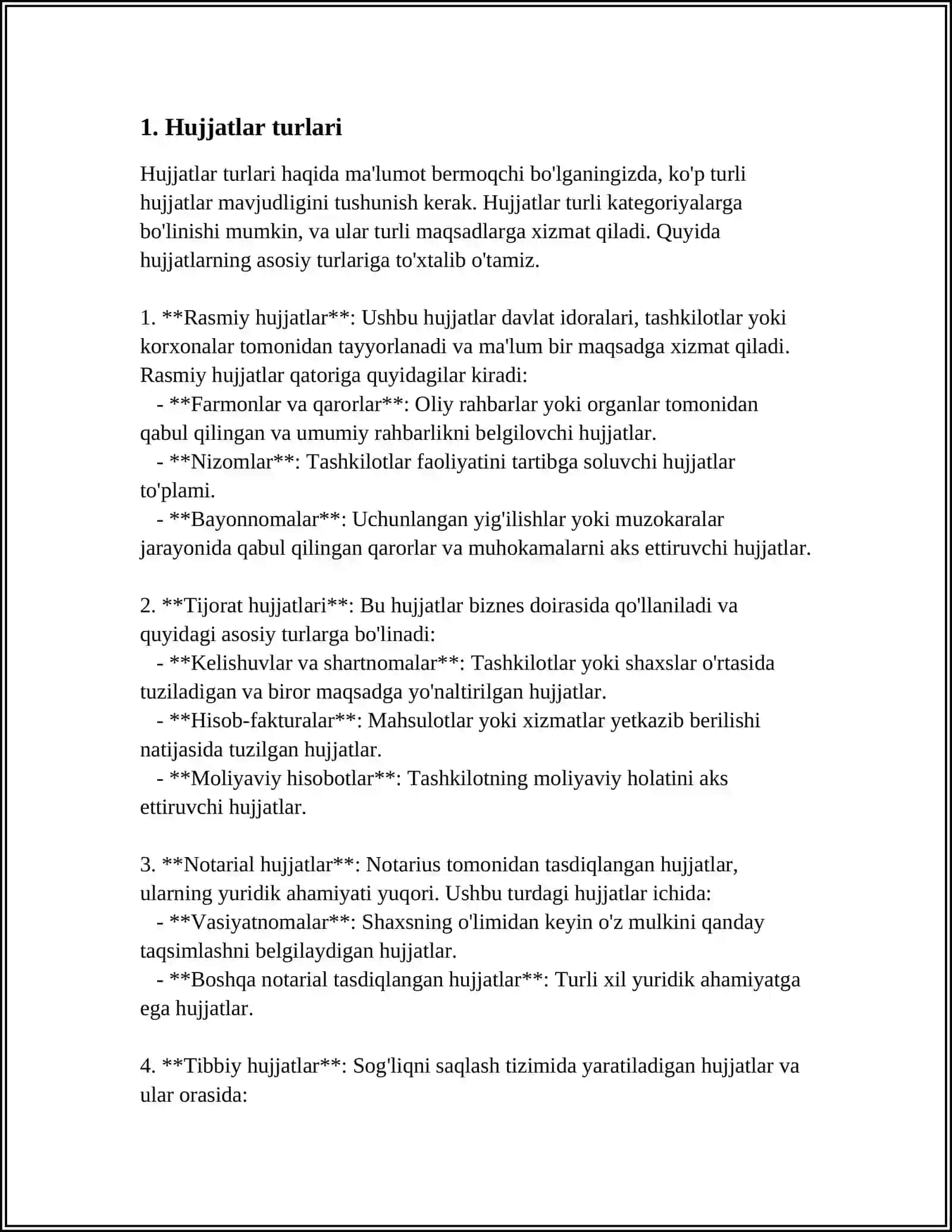Hujjatlar turlari va ularga qo'yiladigan talablar 3