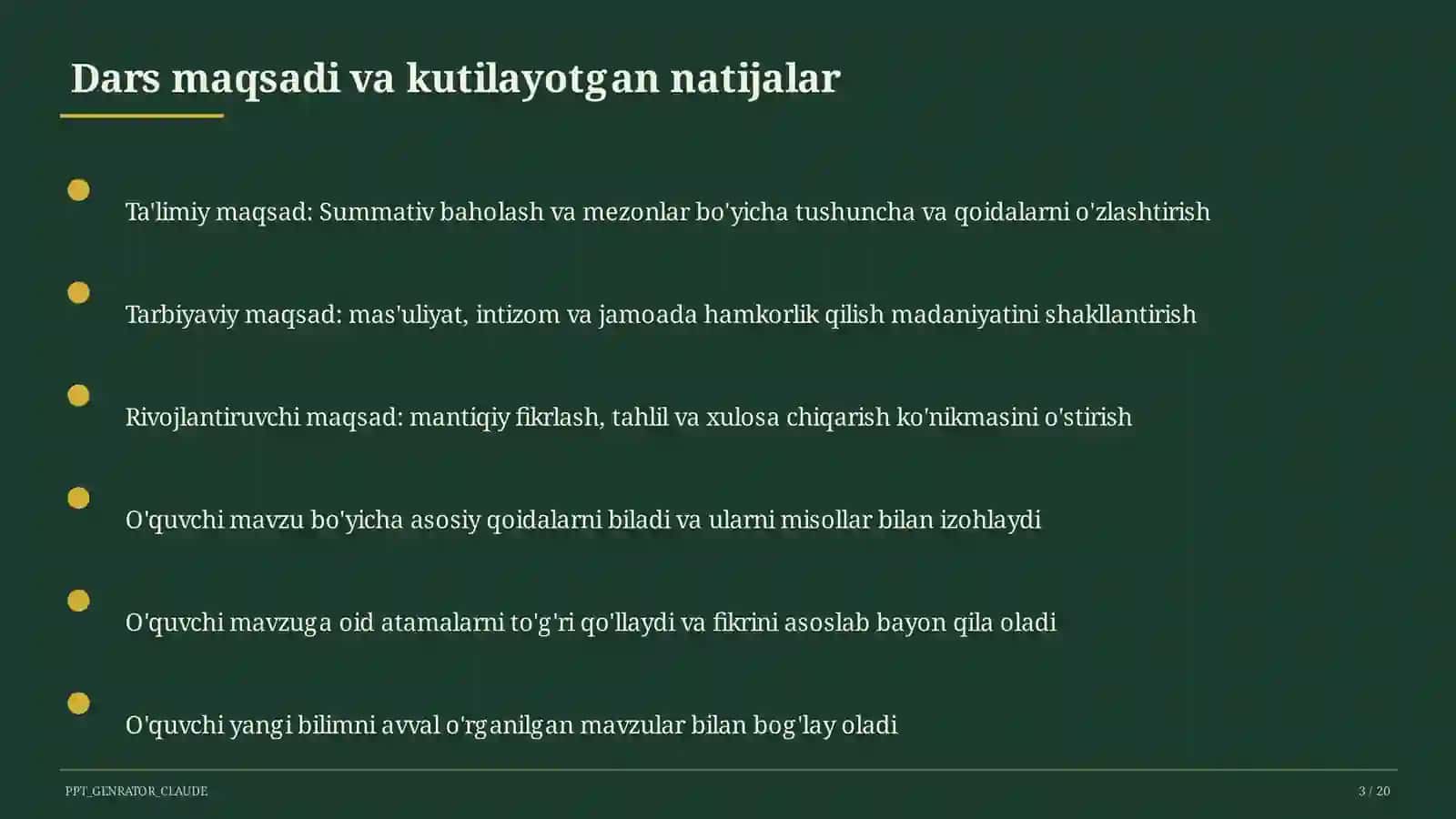 Summativ baholash va mezonlar 3
