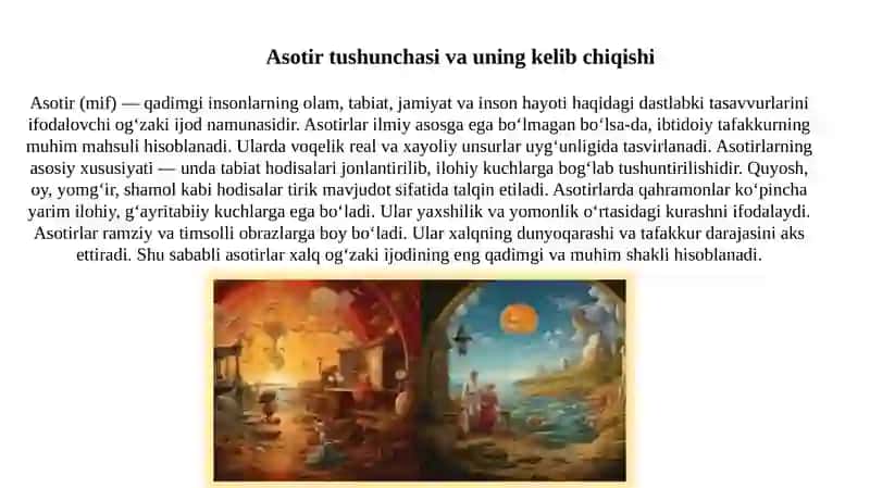 Asotirlarda insoniyatning ilk tasavurlarining aks etishi 3