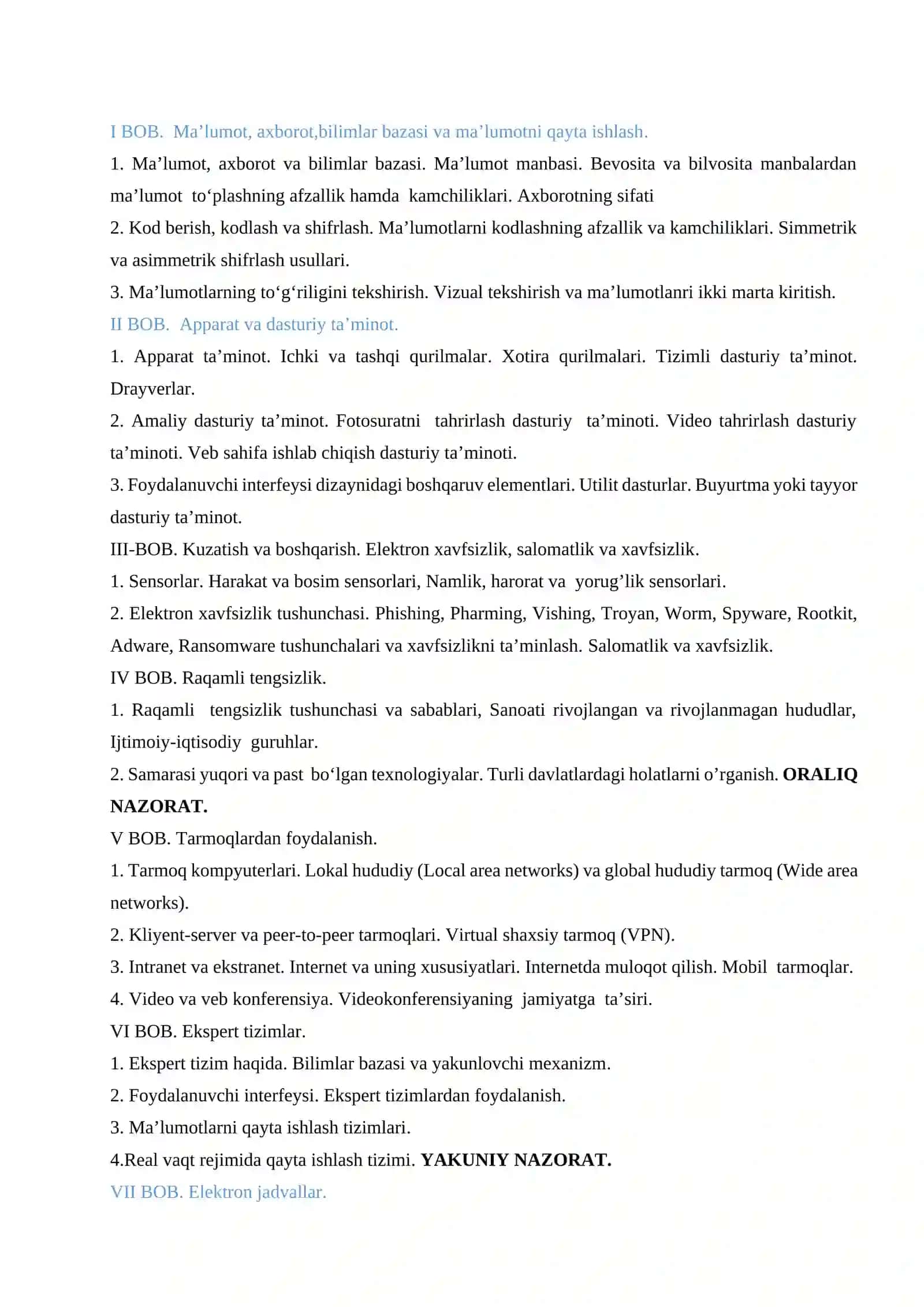 Informatika va axborot texnologiyalari (Umumta’lim fanlar) 3