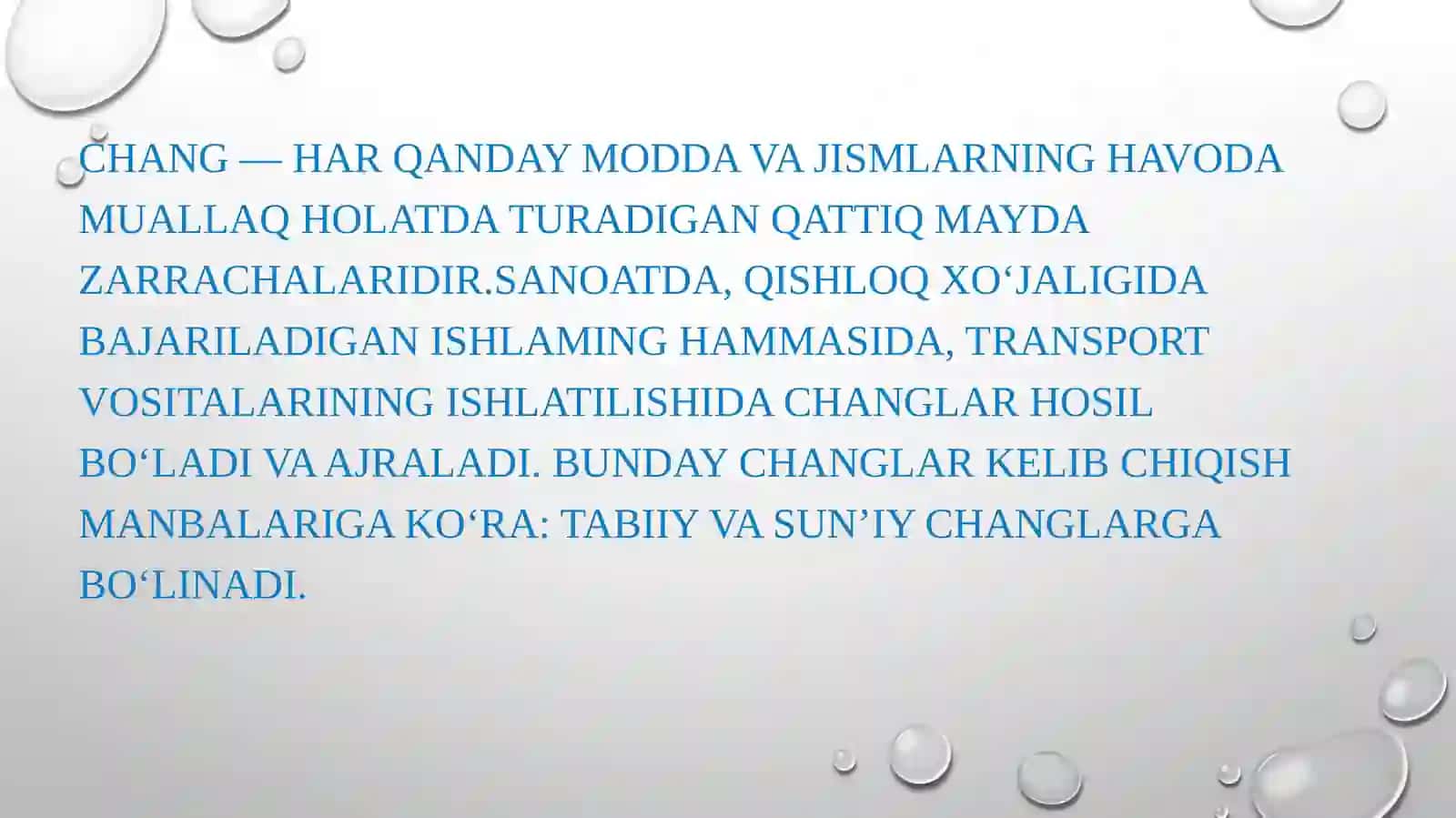 Ishlab chiqarish changlari va zaharli moddalarning inson organizmiga salbiy ta’siri, ularga qarshi chora-tadbirlar 3