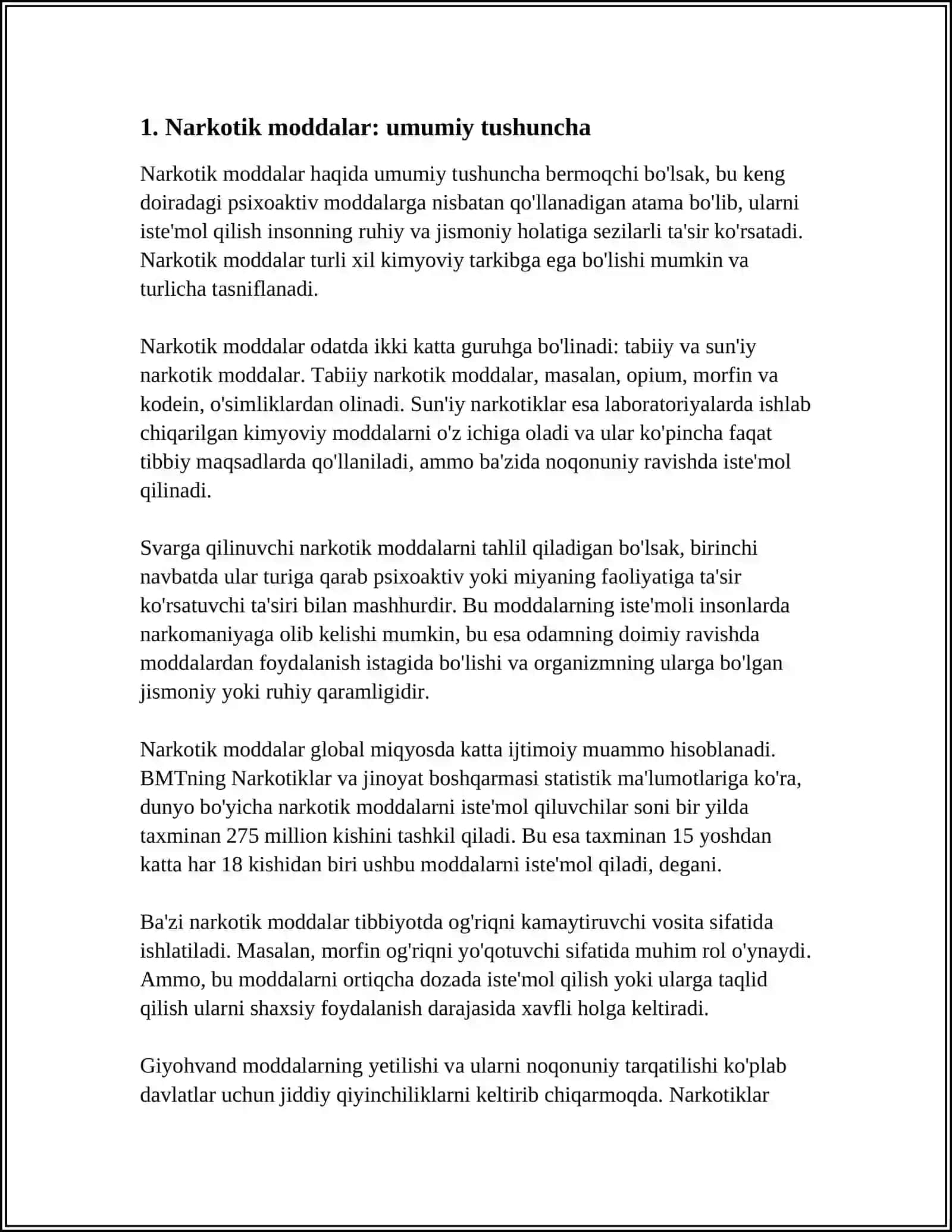 NARKOTIK MODDALARNI TUZILISHI VA TIBBIYOTDA QO‘LLANILISHI 3