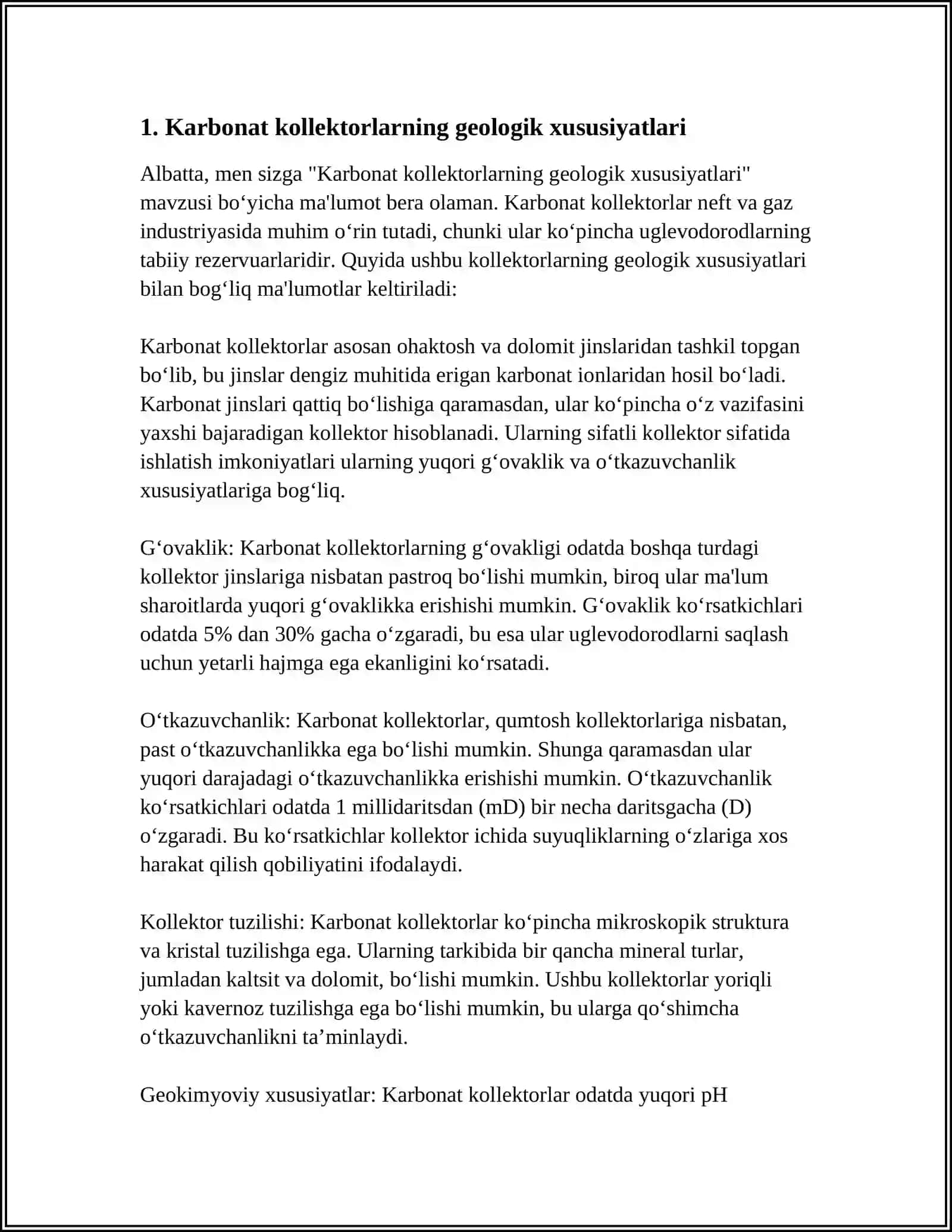 Karbonat kollektorlarning geologik xususiyatlari 3