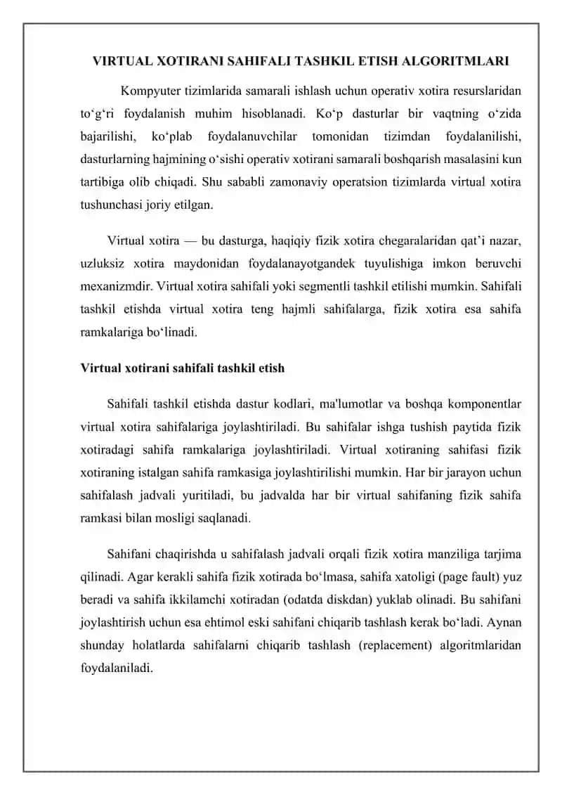 VIRTUAL XOTIRANI SAHIFALI TASHKIL ETISH ALGORITMLARI 3