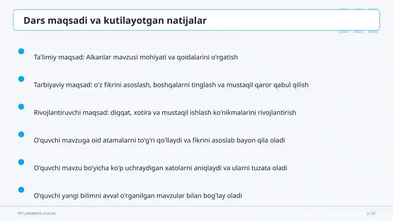 Alkanlar (10-sinf) 3