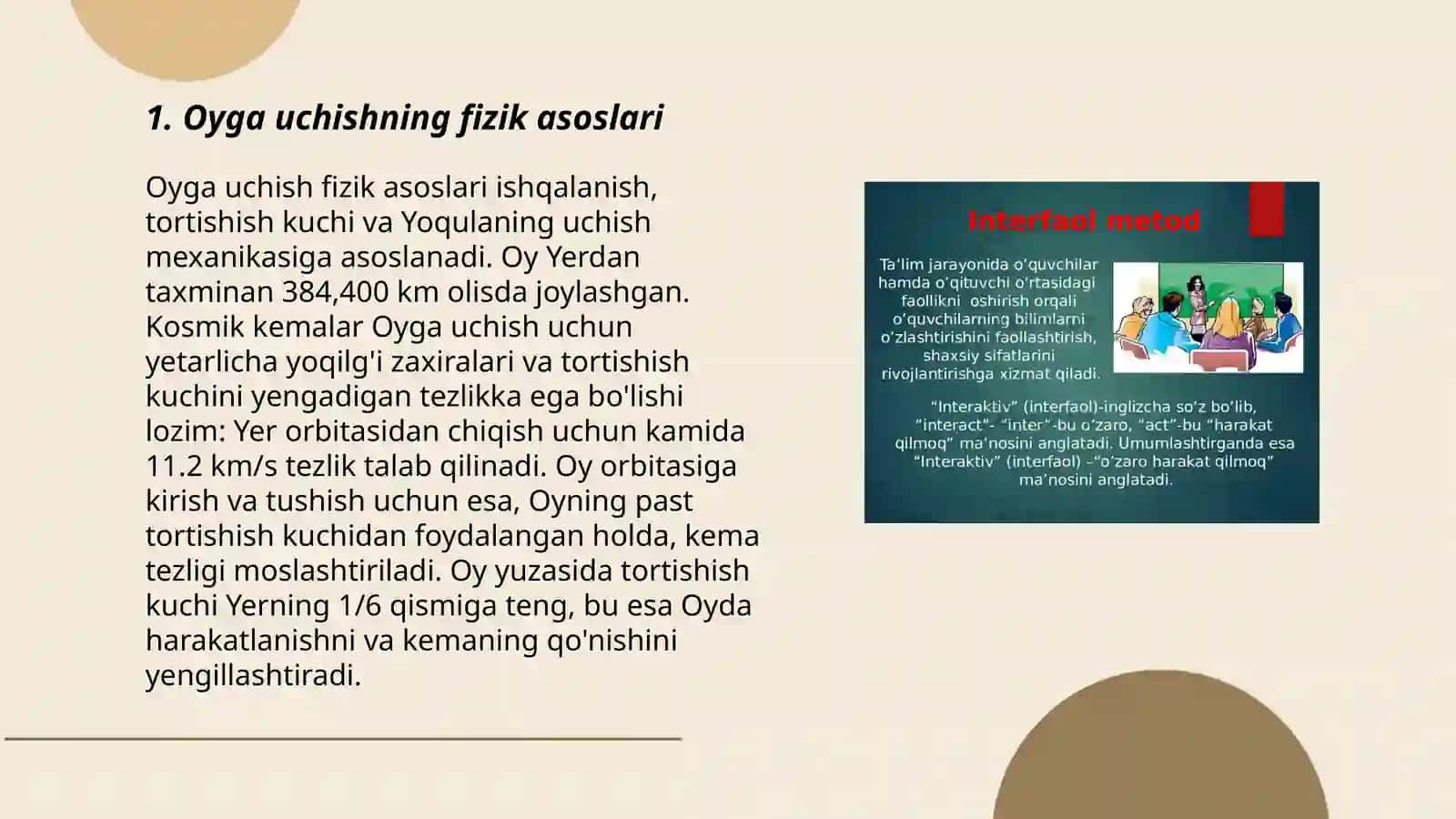Oyga uchish trektoriyalari vertikal gorizontga burchak ostidagi va gorizontal yoʻnalishdagi boshlangʻich tezliklari 3