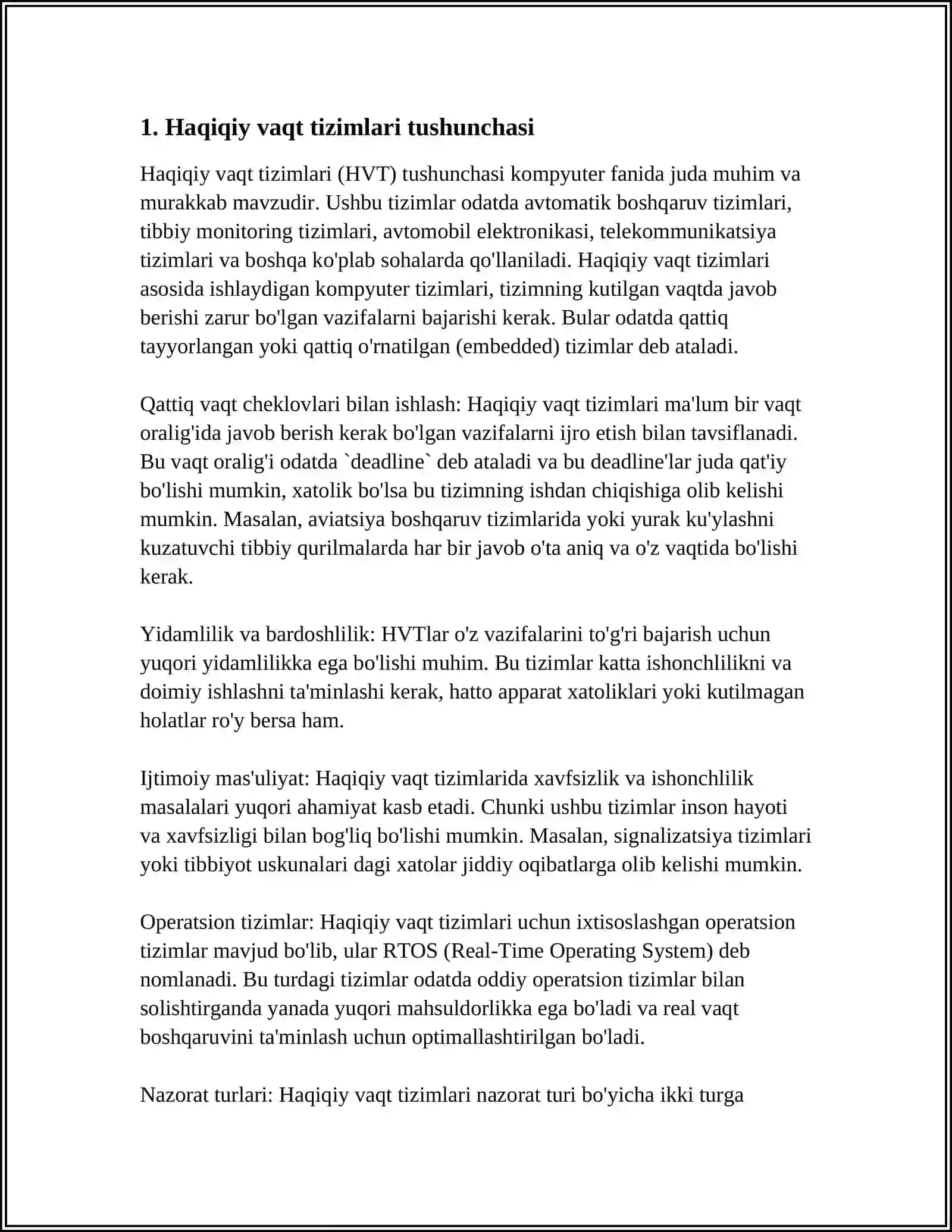 REAL VAQT TIZIMLARIDA UMUMLASHTIRILGAN VAZIFALARNI REJALASHTIRISH 3