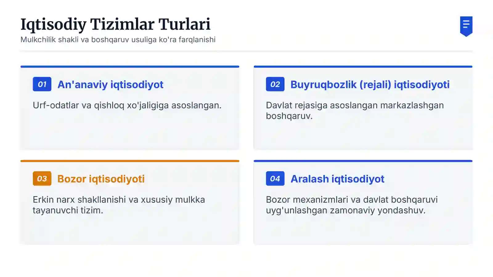 Iqtisodiy Tizimlar va Ularning Modellari 3