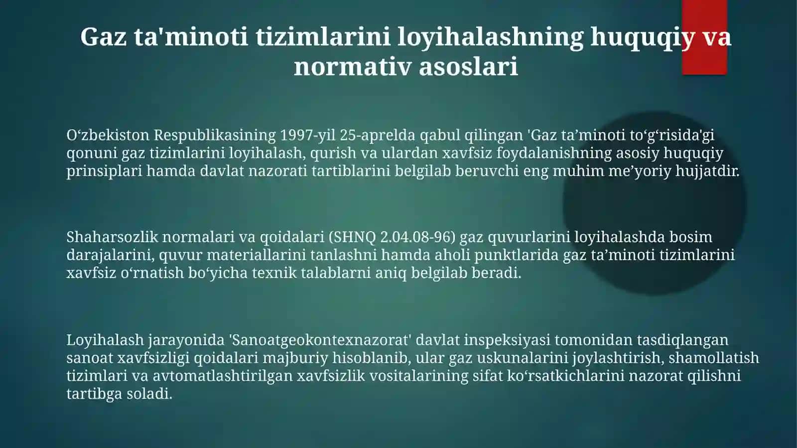 Gaz ta’minoti tizimini loyhalash uchun me’yoriy xujjatlar 3