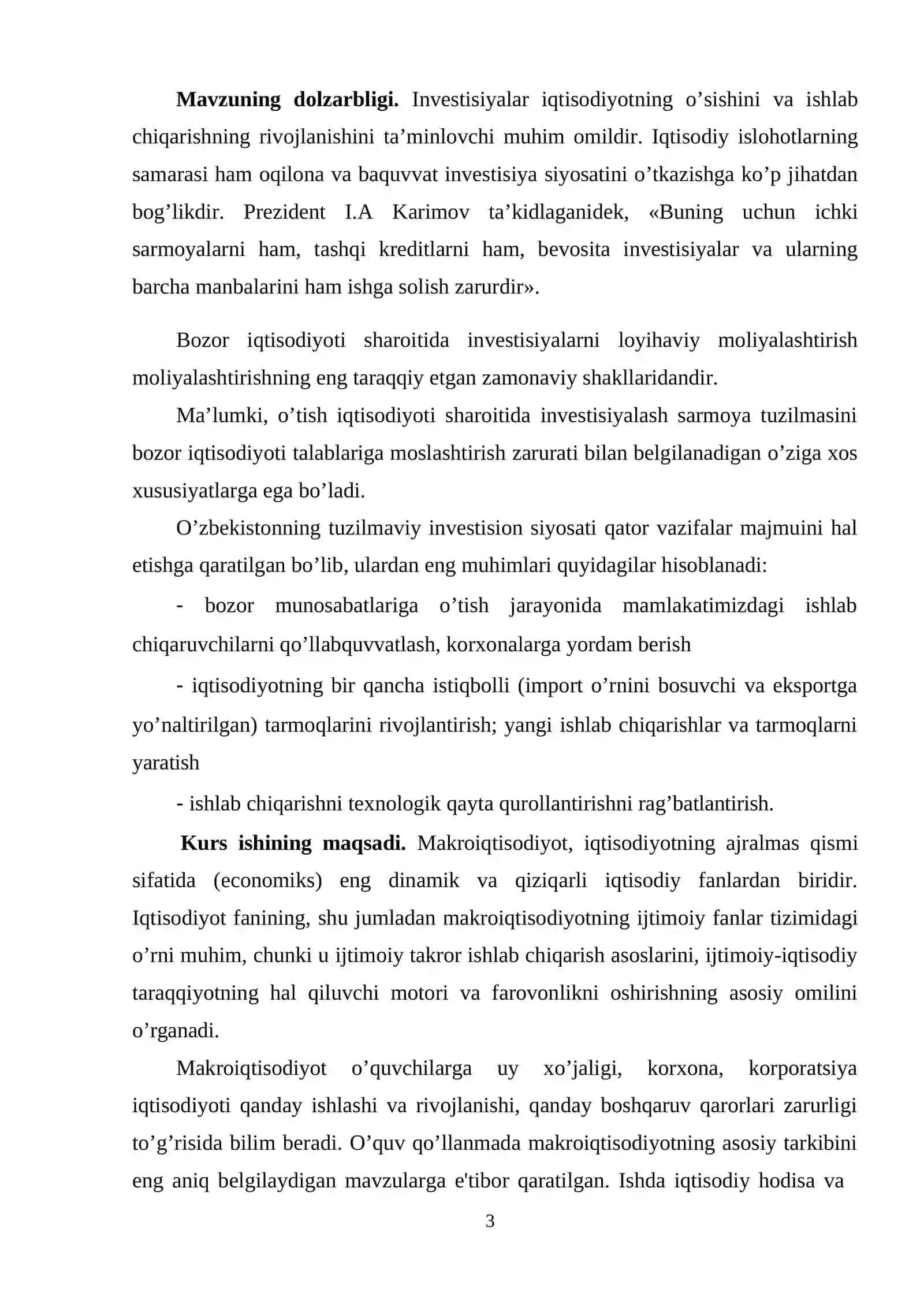 Invеstisiyalarning makrоiqtisоdiy talqini va uning manbalari 3