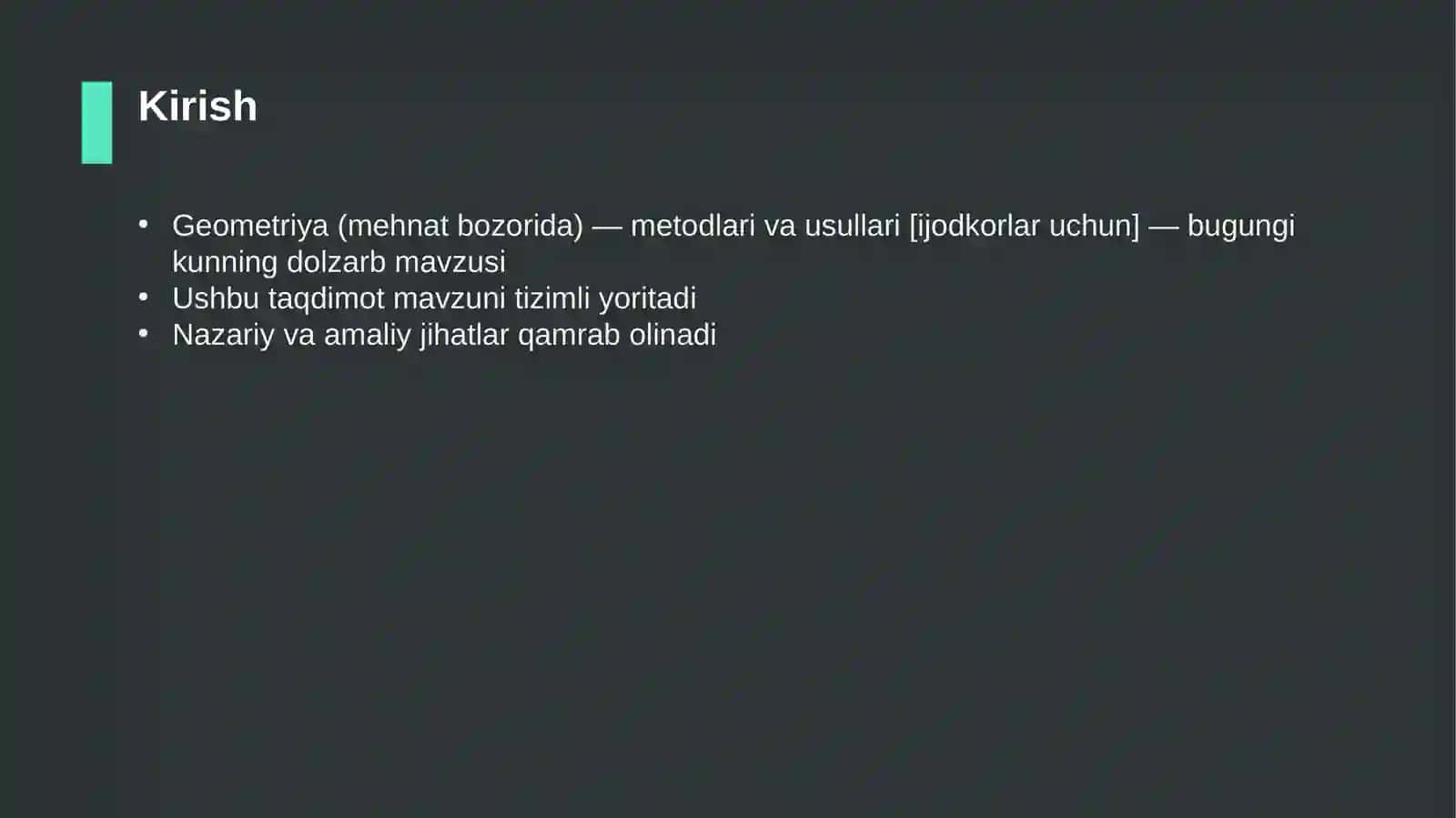 Geometriya (mehnat bozorida) — metodlari va usullari [ijodkorlar uchun] 3
