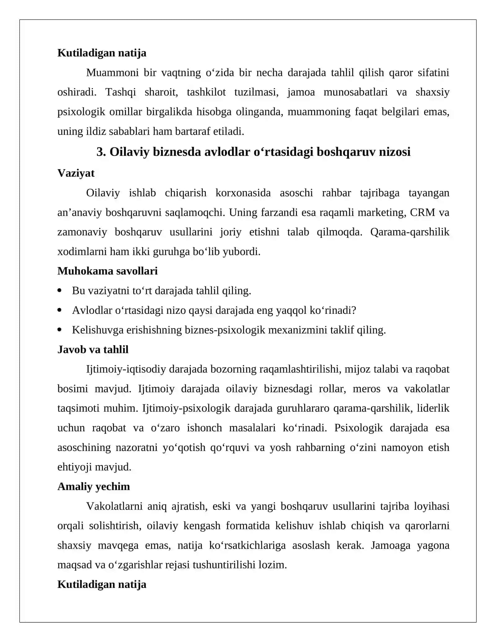 Biznesni tahlil qilish darajalari: ijtimoiy-iqtisodiy, ijtimoiy, ijtimoiy-psixologik, psixologik 3