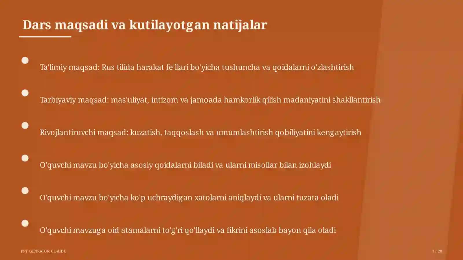 Rus tilida harakat fe'llari (6-sinf) 3
