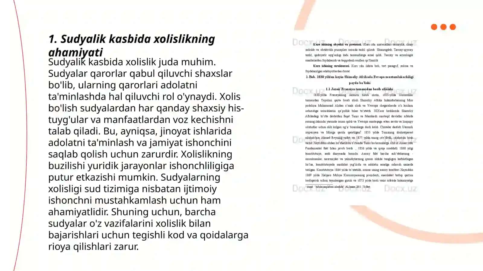 Sudyalik kasbida xolislik, adolatparvarlik,halollik prinsiplari 3