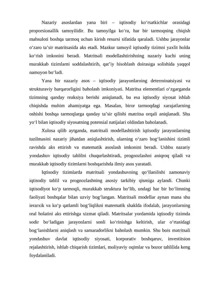 IQTISODIYOTDA MA’LUMOTLAR TAHLILIDA MATRITSALI MODELLARDAN QO‘LLASH 3