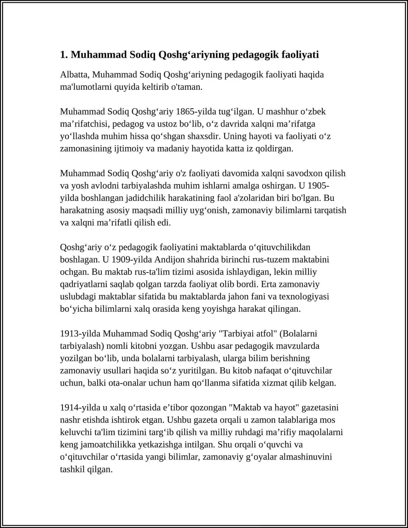 MUHAMMAD SODIQ QOSHĢARIYNING PEDAGOGIK QARASHLARI 3