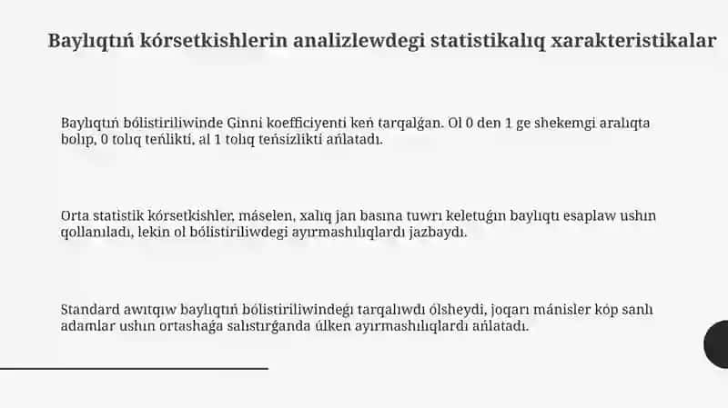 Muǵdarlıq belgilerdi analizlewde statistikalıq xarakteristikaları 3